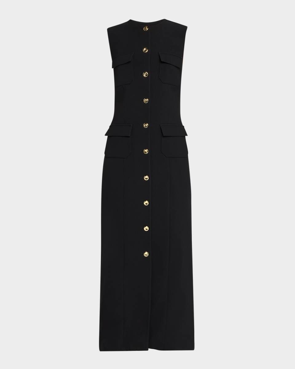 Corinne Sleeveless Button-Front Midi Dress